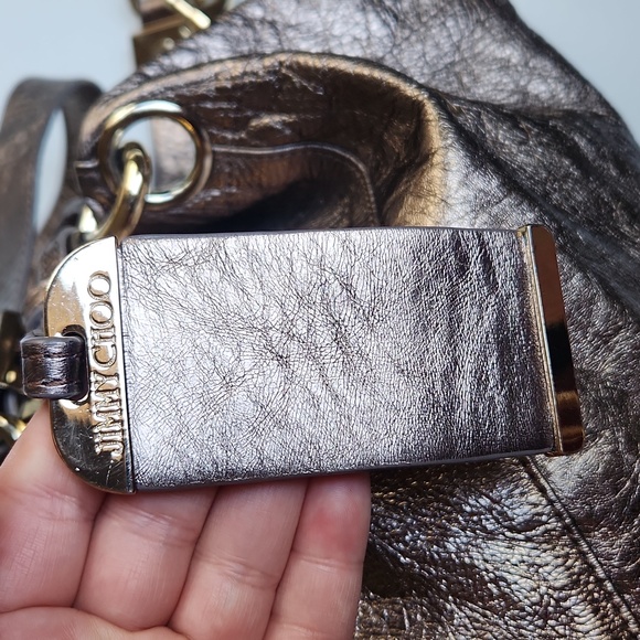 Jimmy Choo Large Metallic Shoulder / Hobo Bag - Picture 10 of 17